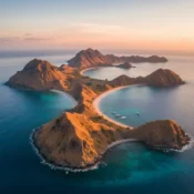 Mirador de la isla Padar en el Parque Nacional de Komodo con tres bahías icónicas